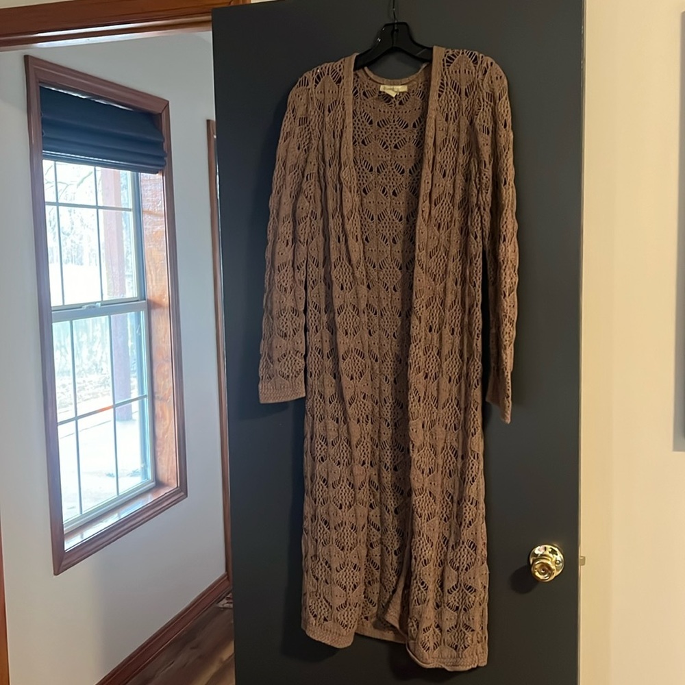 Joan Vass New York long brown cardigan size L